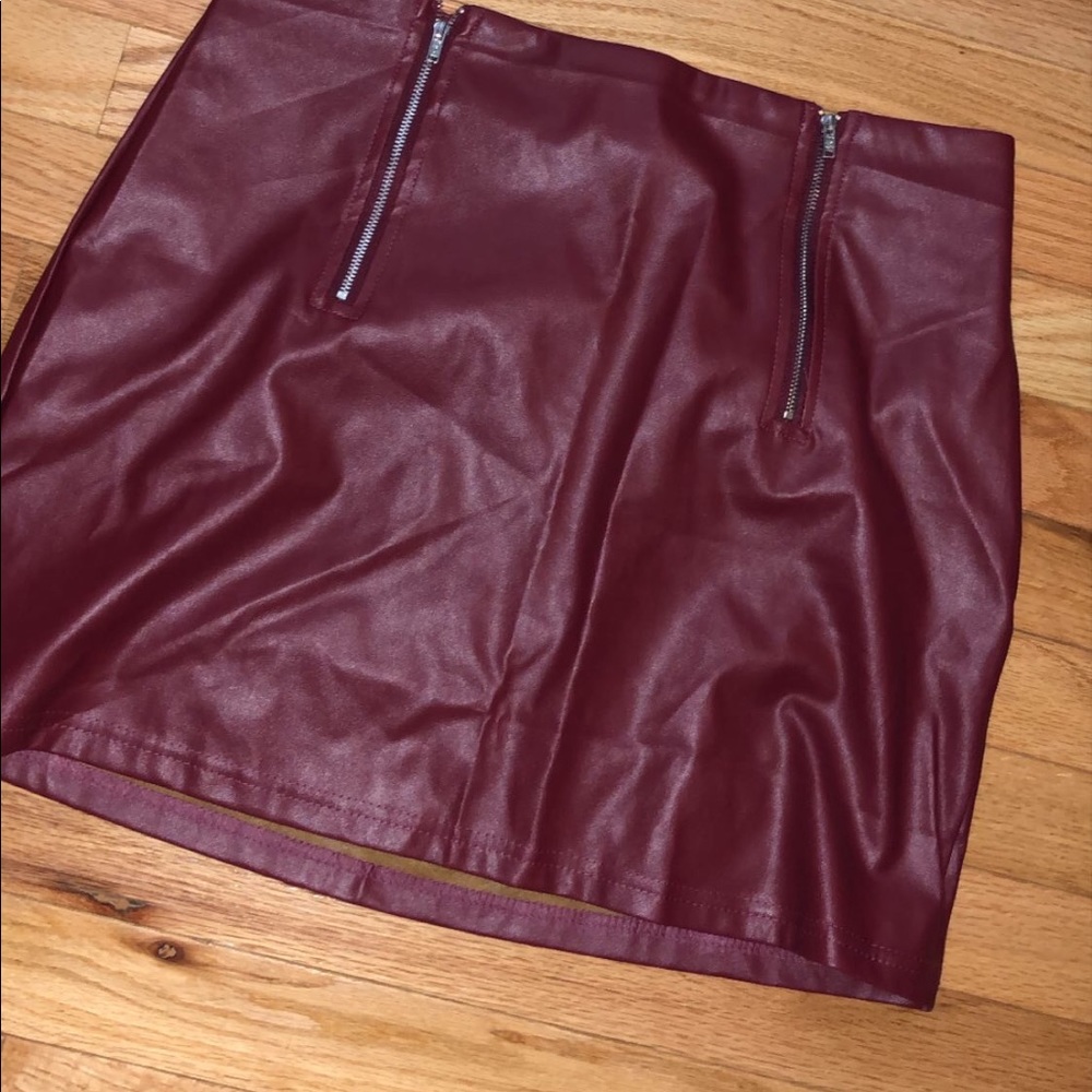 Maroon leather skirt
